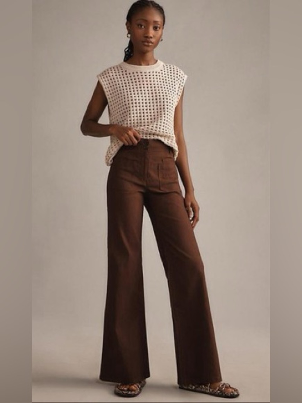 Anthropologie Maeve Pants Women Brown Junie Wide Leg Size 34 NEW